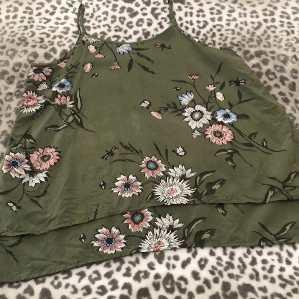 Old Navy Girls Tiered Cami Tank Top in Green Floral Size XXL 16
